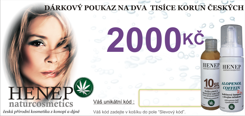 Dárkový poukaz 2000Kč pro nákup na www.henep.live